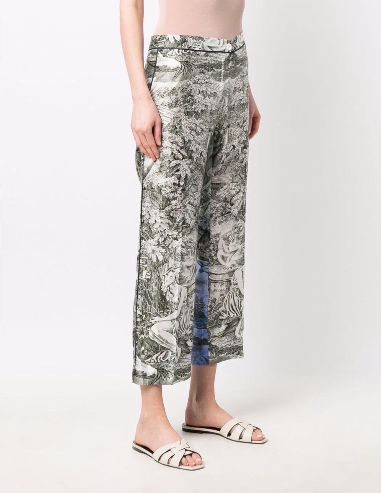 NUOVO F.R.S. For Restless Sleepers FRS Pantaloni stampati in misto seta XS in vendita 3