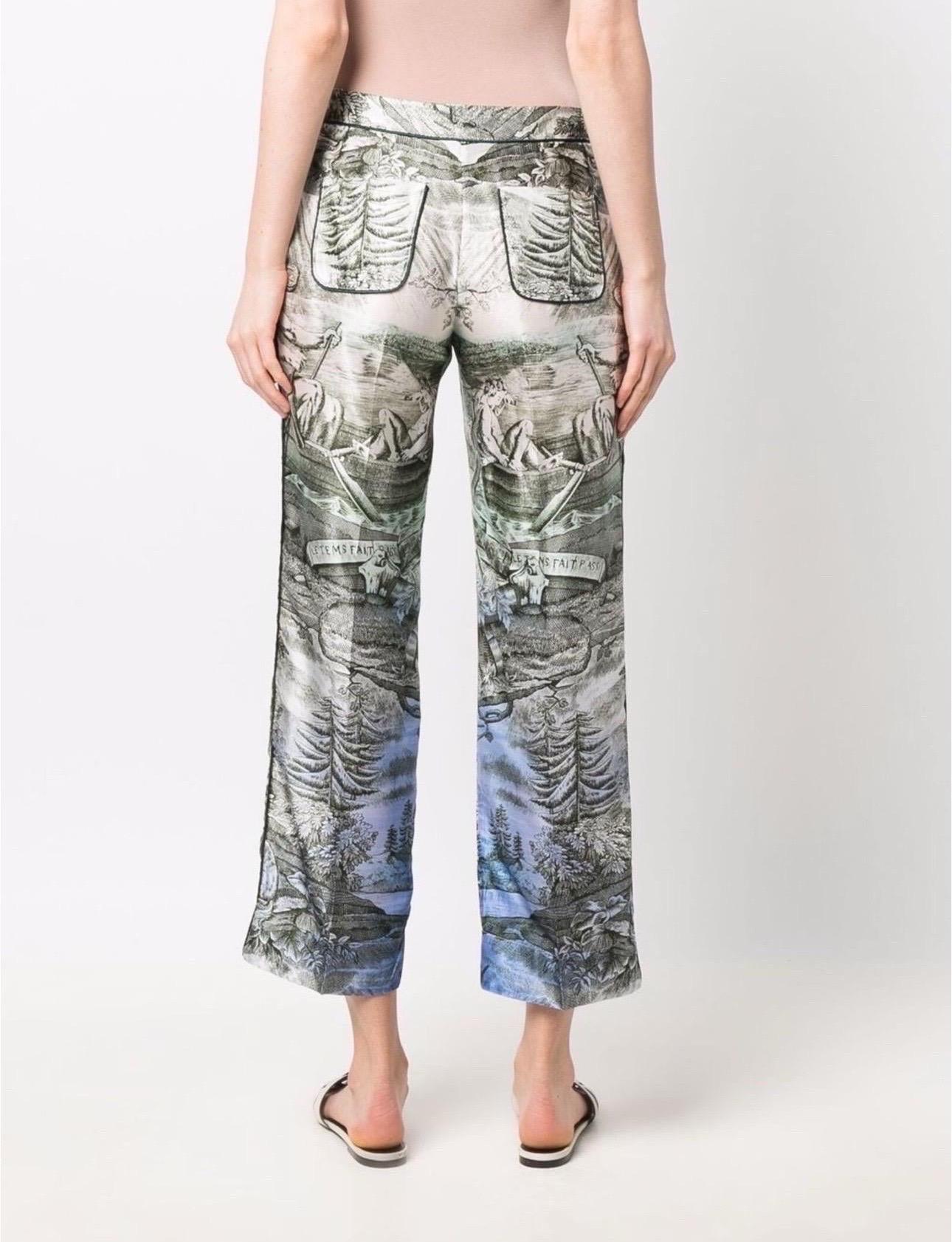 NEW F.R.S For Restless Sleepers FRS Silk Blend Printed Pants XS For Sale 6