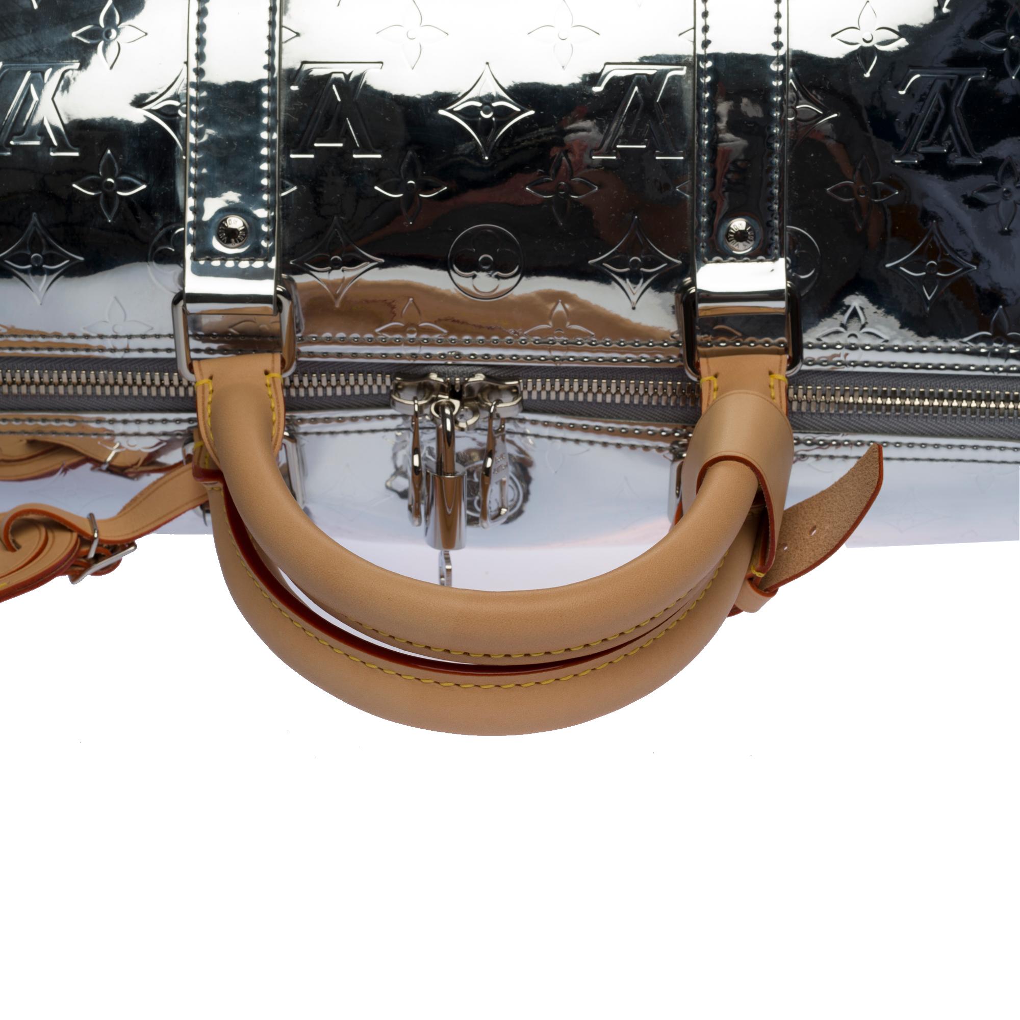 NEW-FW 2022 Virgil Abloh- Louis Vuitton keepall 50 strap Travel bag Mirror Mono For Sale 4