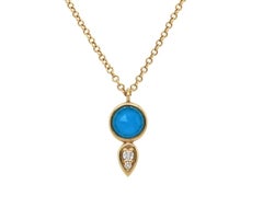 New Gabriel 14K Yellow Gold Rock Crystal, Turquoise and Diamond Necklace