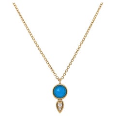 New Gabriel 14K Yellow Gold Rock Crystal, Turquoise and Diamond Necklace