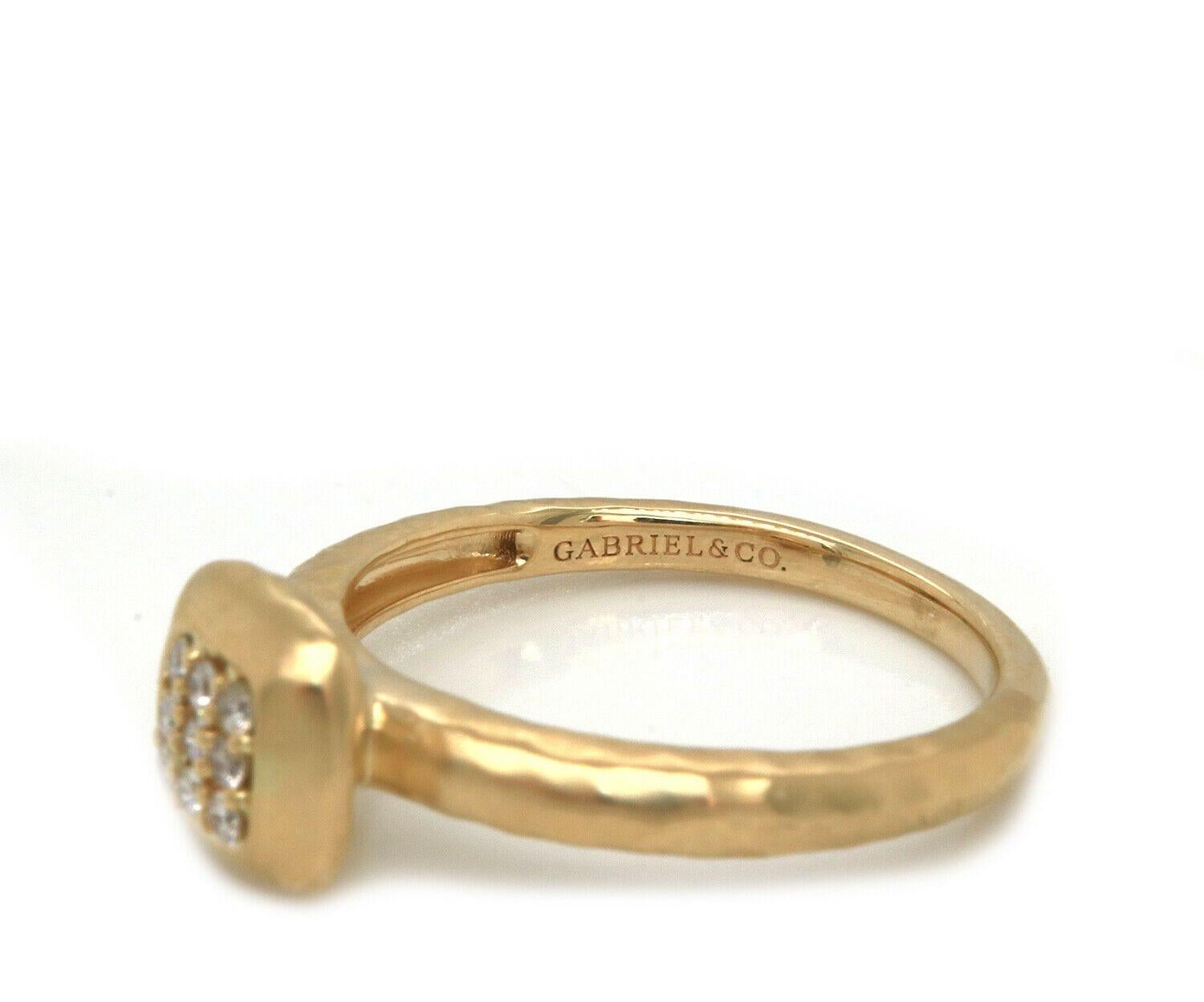 New Gabriel & Co. 0.09ctw Pave Diamond Ring in 14K Yellow Gold In New Condition For Sale In Vienna, VA