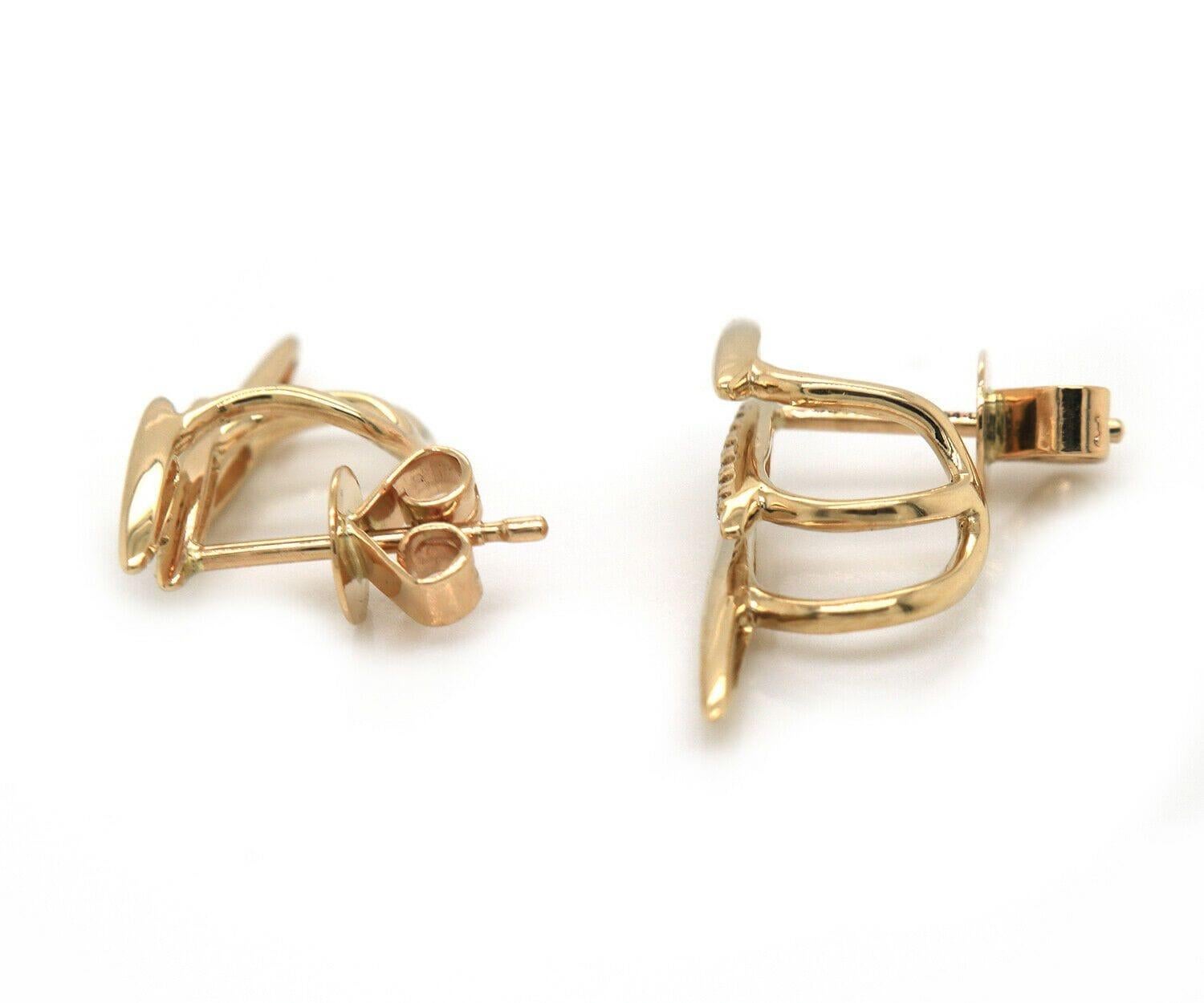 Round Cut New Gabriel & Co. 0.10ctw Diamond Triple Row Earrings in 14K Yellow Gold For Sale