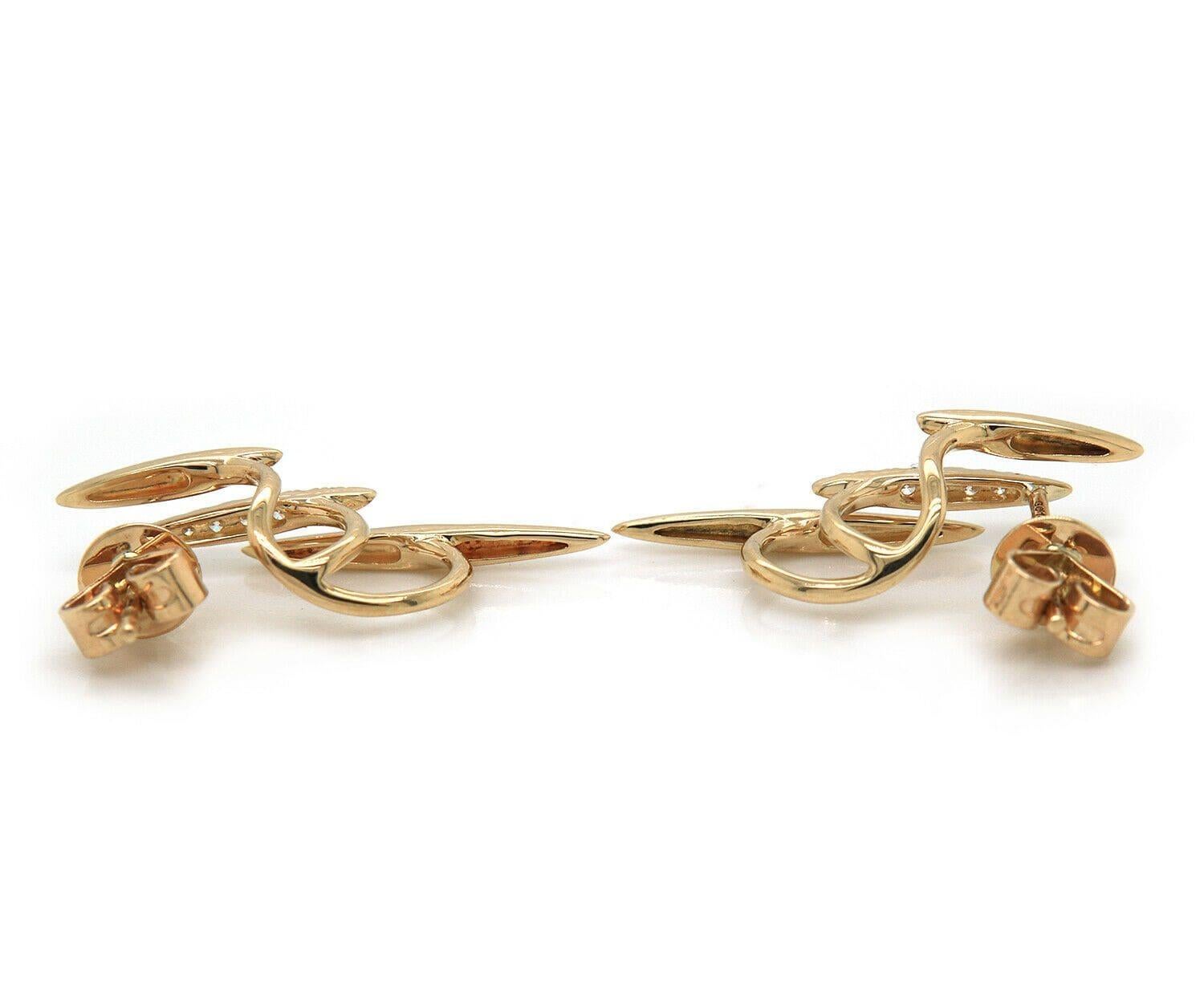 New Gabriel & Co. 0.10ctw Diamond Triple Row Earrings in 14K Yellow Gold In New Condition For Sale In Vienna, VA