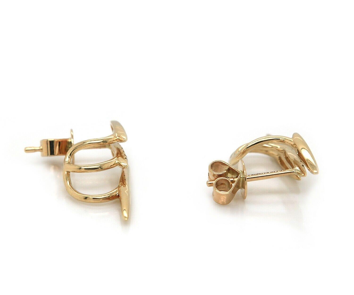Women's New Gabriel & Co. 0.10ctw Diamond Triple Row Earrings in 14K Yellow Gold For Sale