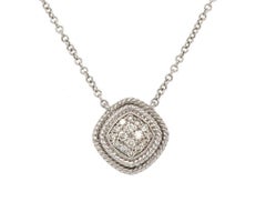 New Gabriel & Co. 0.12ctw Pave Diamond Double Braided Cushion Pendant Necklace