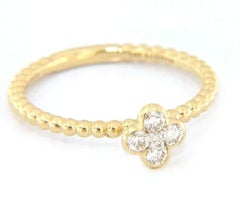 New Gabriel & Co. 0.18ctw Diamond Cluster Clover Bujukan Bead Ring in 14K