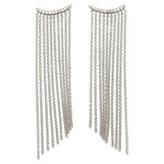 New Gabriel 
Co. 0.21ctw Diamond Curved Bar Tassel Earrings in 14K White Gold