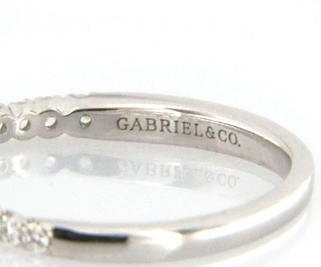 New Gabriel & Co. 0.23ctw Diamond Wedding Band Ring in 14K White Gold For Sale 2