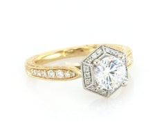 New Gabriel & Co. 0.27ctw Hexagon Frame Semi Mount Ring in 14K