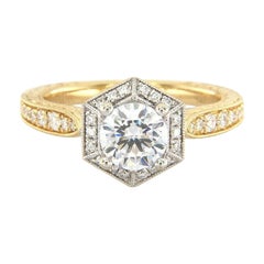 New Gabriel & Co. 0.27ctw Hexagon Frame Semi Mount Ring in 14K