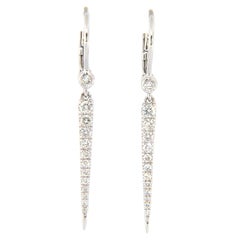 New Gabriel & Co. 0.32ctw Diamond Spike Dangle Earrings in 14K White Gold
