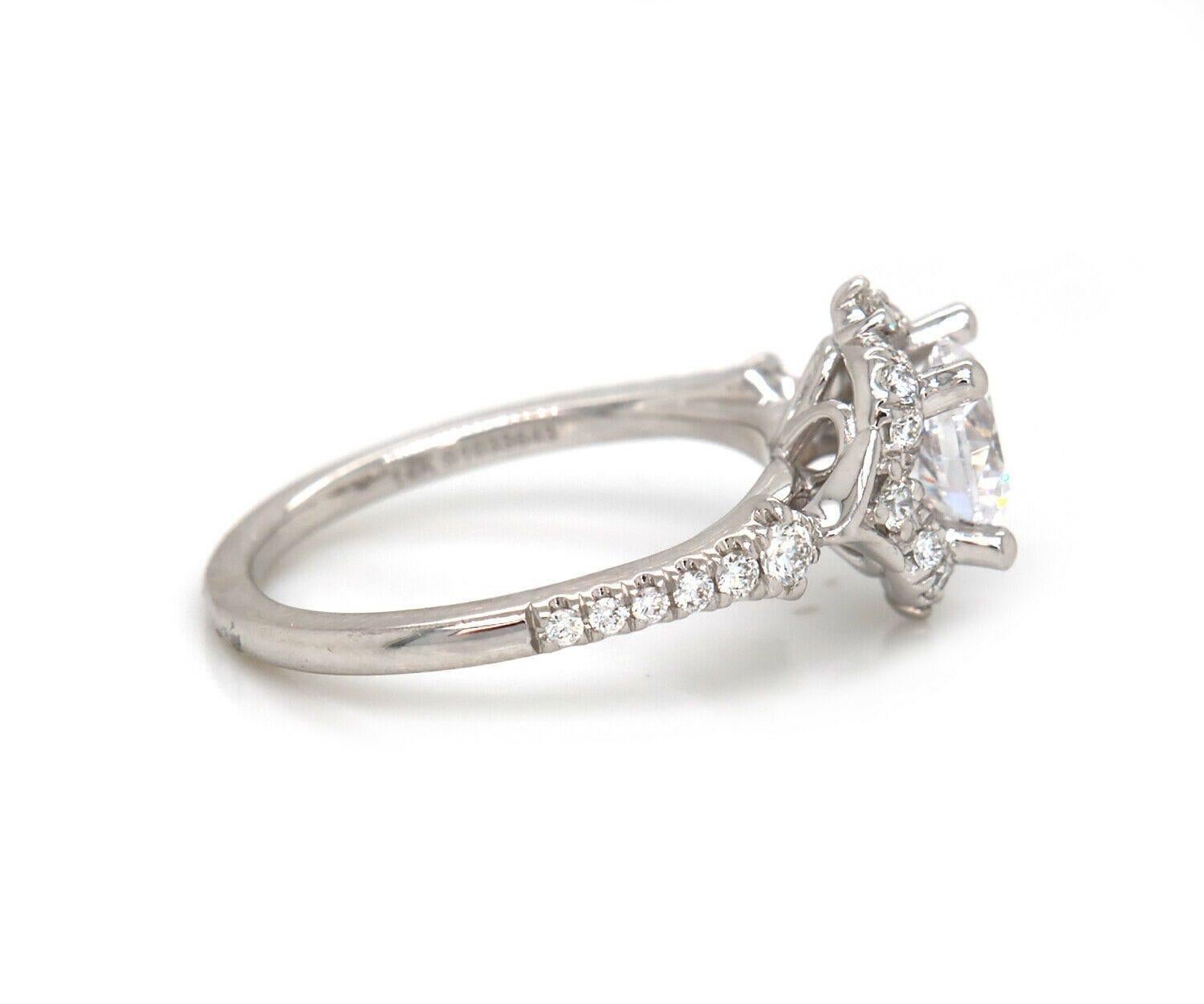 New Gabriel & Co. 0.35ctw Diamond Scalloped Halo Semi Mount Ring in 14K In New Condition For Sale In Vienna, VA