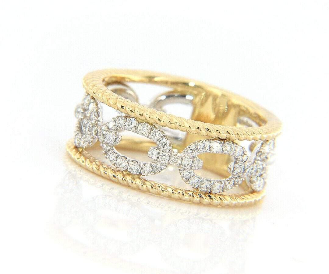 Round Cut New Gabriel & Co. 0.45ctw Diamond Link Twisted Rope Ring in 14K Yellow Gold For Sale