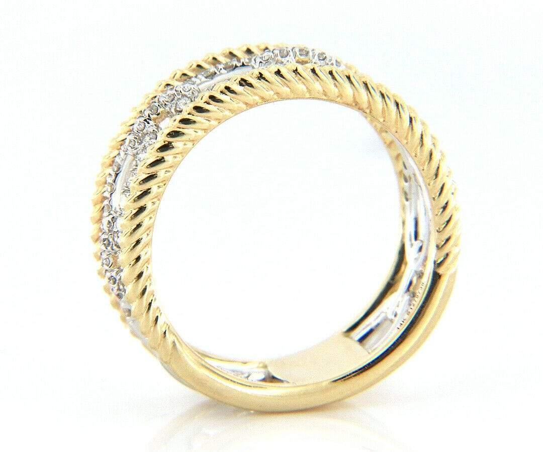 New Gabriel & Co. 0.45ctw Diamond Link Twisted Rope Ring in 14K Yellow Gold In New Condition For Sale In Vienna, VA