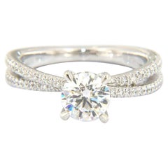 Used New Gabriel 
Co. 0.48ctw Diamond Crossover Under Halo Semi Mount Ring in 14K