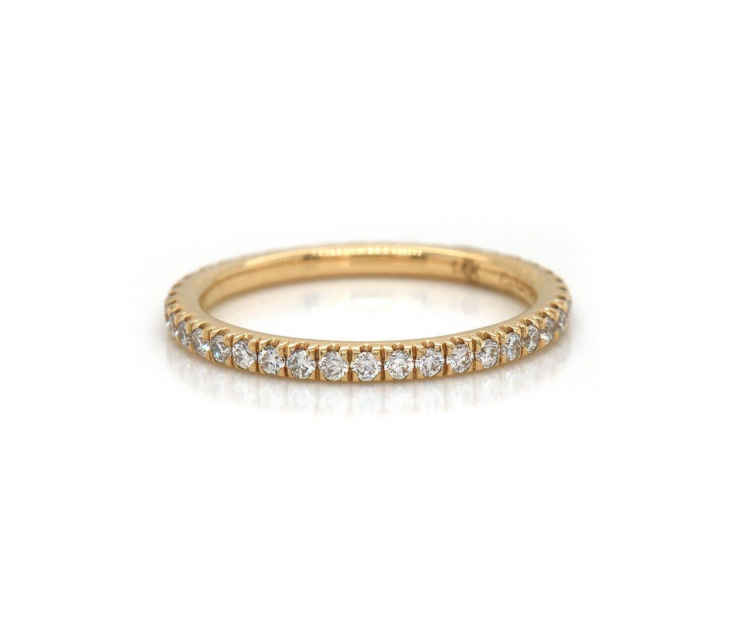 New Gabriel & Co. 0.48ctw Diamond Eternity Band Ring in 14K Yellow Gold In New Condition For Sale In Vienna, VA