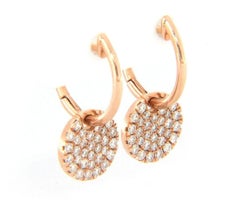 New Gabriel & Co. 0.49ctw Pave Diamond Disc Dangle Hoop Earrings in 14K