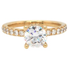 New Gabriel & Co. 0.54ctw Diamond Under Halo Semi Mount Ring in 14K Yellow Gold