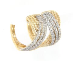 New Gabriel & Co. 0.63ctw Triple Row Crossover Earrings in 14K Yellow Gold