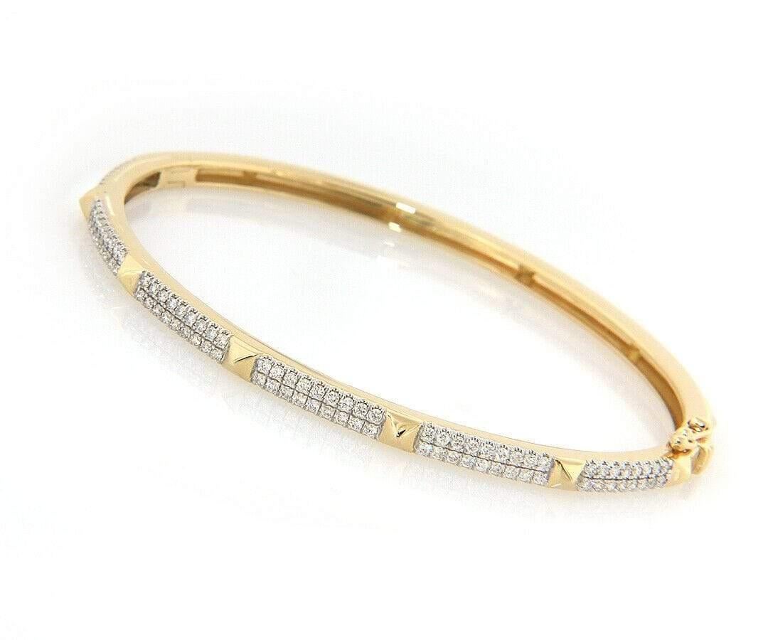 Gabriel & Co. 0.70ctw Diamond Pyramid Stations Bangle Bracelet in 14K Gold For Sale 1
