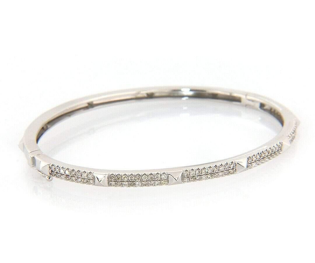 New Gabriel & Co. 0.73ctw Diamond Pyramid Stations Bangle Bracelet in 14K

Gabriel & Co. Diamond Pyramid Stations Bangle Bracelet
14K White Gold
Diamonds Carat Weight: Approx. 0.73ctw
Clarity: SI1 – SI2
Color: G – H
Bangle Width: Approx. 3.30