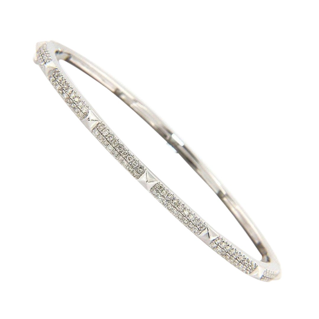 New Gabriel 
Co. 0.73ctw Diamond Pyramid Stations Bangle Bracelet in 14K Gold For Sale