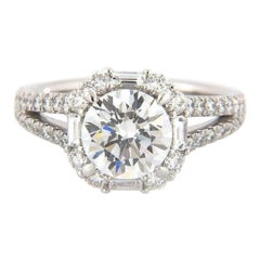 New Gabriel & Co. 1.01ctw Baguette & Round Diamond Cushion Frame Semi Mount 14kt