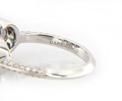 New Gabriel & Co. 1.85ctw Oval Sapphires & 0.35ctw Diamond Frame 3 Stone Ring