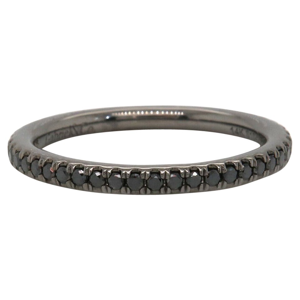 New Gabriel & Co. Black Diamond Stackable Band Ring in 14K and Rhodium For Sale