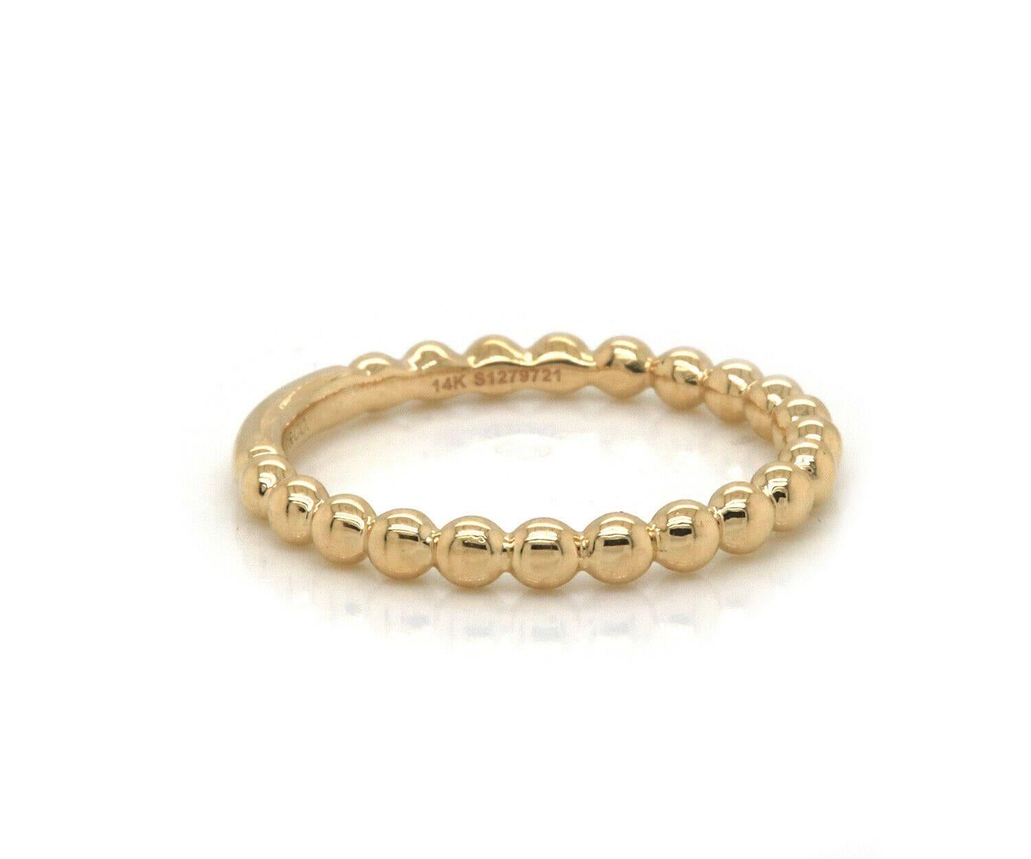 Women's New Gabriel & Co. Bujukan Beaded Stackable Ring in 14K Yellow Gold For Sale