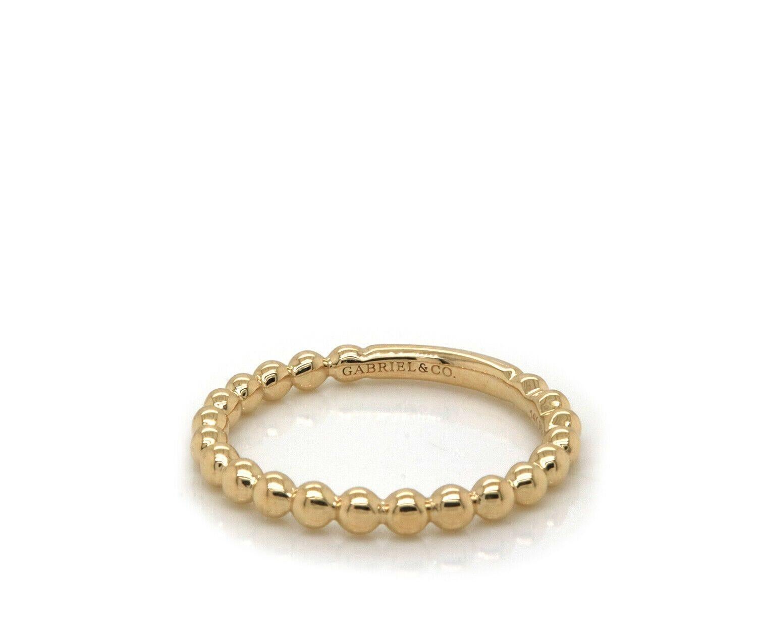 New Gabriel & Co. Bujukan Beaded Stackable Ring in 14K Yellow Gold For Sale 1
