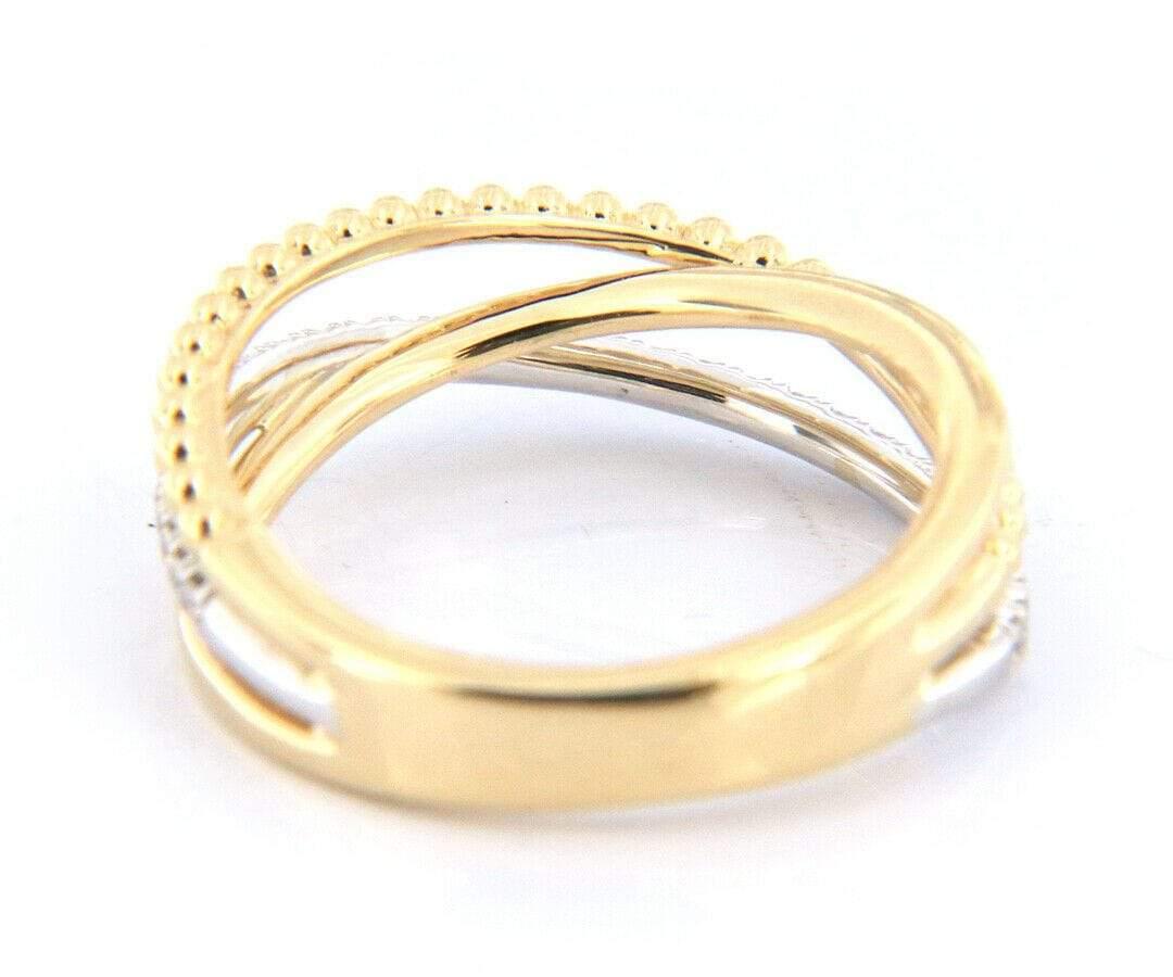 Round Cut New Gabriel & Co. Bujukan Diamond Criss Cross Ring in 14K Yellow Gold For Sale