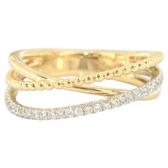 New Gabriel 
Co. Bujukan Diamond Criss Cross Ring in 14K Yellow Gold