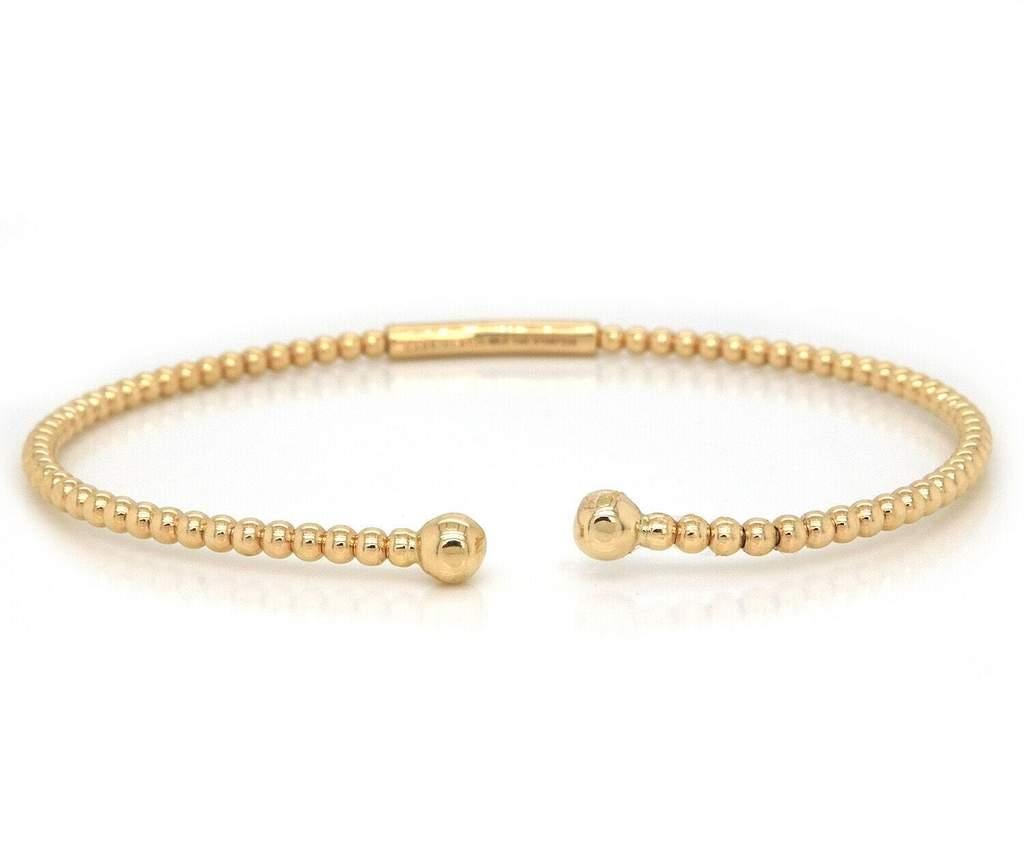 Round Cut New Gabriel & Co. Bujukan Diamond Double Row Cuff Bracelet in 14K Yellow Gold For Sale