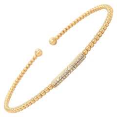 New Gabriel & Co. Bujukan Diamond Double Row Cuff Bracelet in 14K Yellow Gold