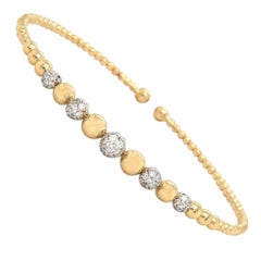 New Gabriel & Co Bujukan Diamond Graduated Bead Cuff Bracelet in 14K Yellow Gold