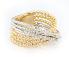 New Gabriel & Co. Diamond Bujukan Ball Criss-Cross Ring in 14K Yellow Gold