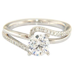 New Gabriel 
Co. Diamond Bypass Semi Mount Ring in 14K White Gold