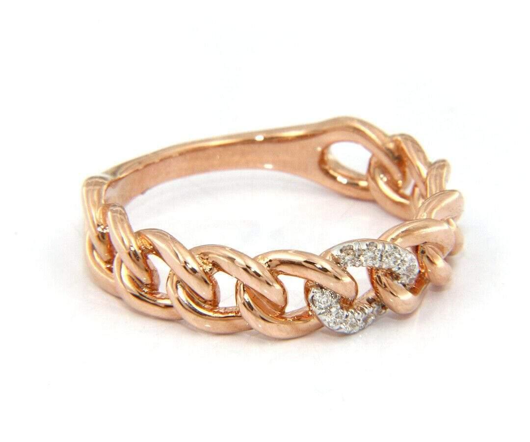 Round Cut New Gabriel & Co. Diamond Chain Link Band Ring in 14K Rose Gold For Sale