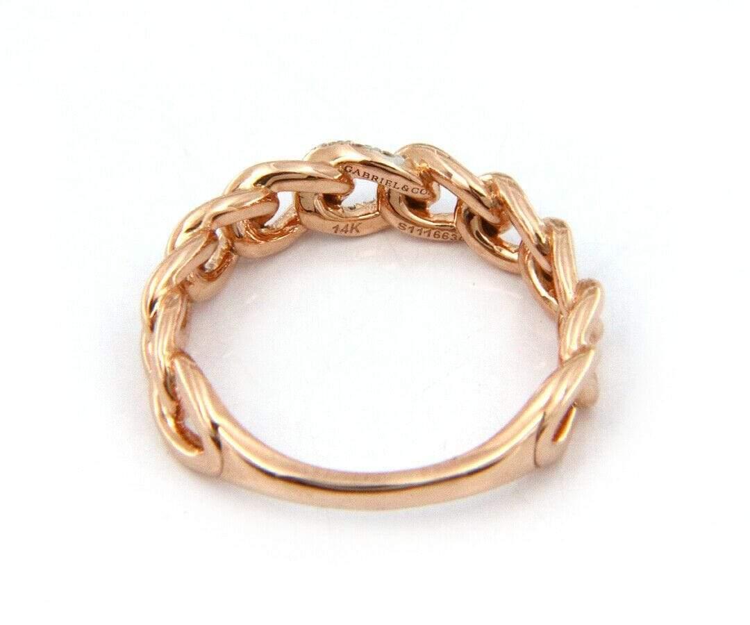 New Gabriel & Co. Diamond Chain Link Band Ring in 14K Rose Gold In New Condition For Sale In Vienna, VA