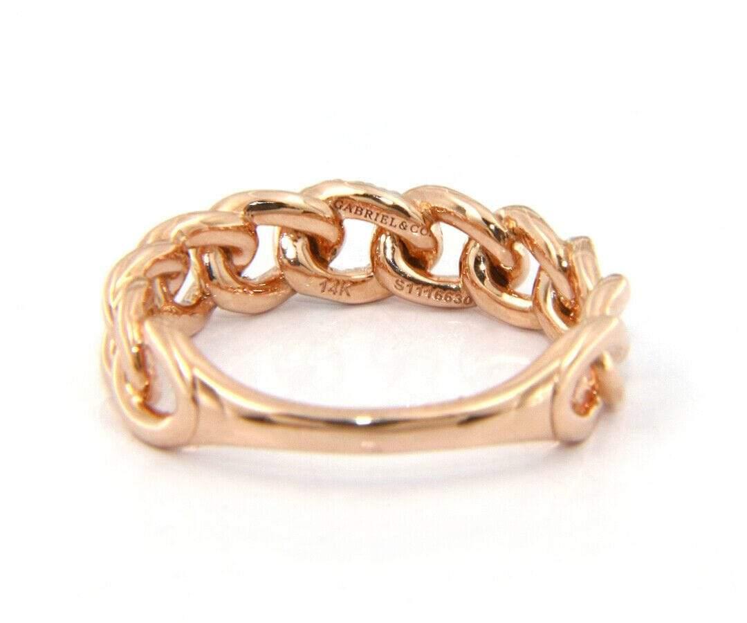 Women's New Gabriel & Co. Diamond Chain Link Band Ring in 14K Rose Gold For Sale