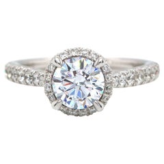 Used New Gabriel 
Co. Diamond Halo Semi Mount Ring in 14K White Gold