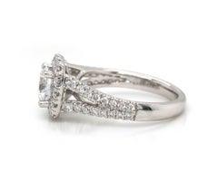 New Gabriel & Co. Diamond Halo Split Shank Semi Mount Ring in 14K White Gold