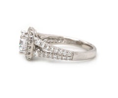 New Gabriel & Co. Diamond Halo Split Shank Semi Mount Ring in 14K White Gold