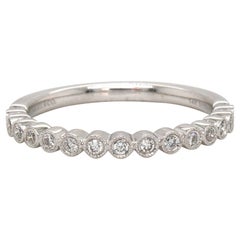 New Gabriel & Co. Diamond Milgrain Bezel Band Ring in 14K White Gold
