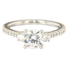 New Gabriel 
Co. Diamond Three Stone Semi Mount Ring in 14K White Gold