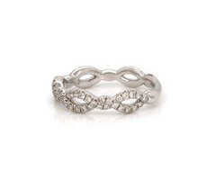 New Gabriel & Co. Diamond Twist Wedding Band Ring in 14K White Gold