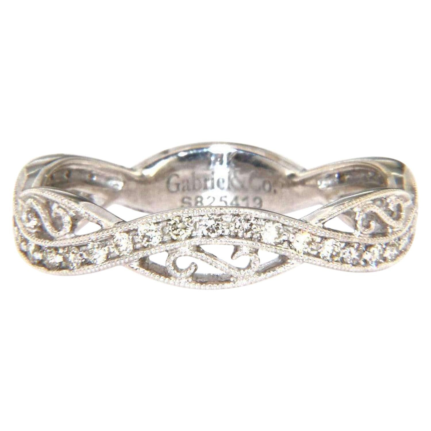 New Gabriel & Co. Diamond Wave Band Ring in 14K For Sale
