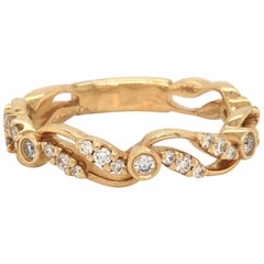 New Gabriel 
Co. Diamond Wave Band Ring in 14K Yellow Gold